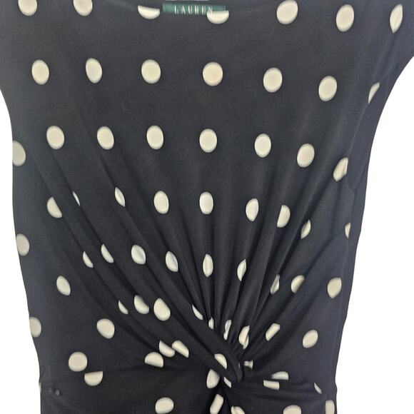 Lauren Ralph Lauren Dress Knee Length Dress Polka Dot Dress Sheath Dress 6 Black - Picture 2 of 7